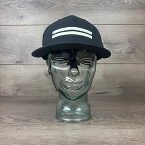 Warstic BATTLE Fitted Hat Men's L/XL White Warstripe Logo Black Baseball Cap